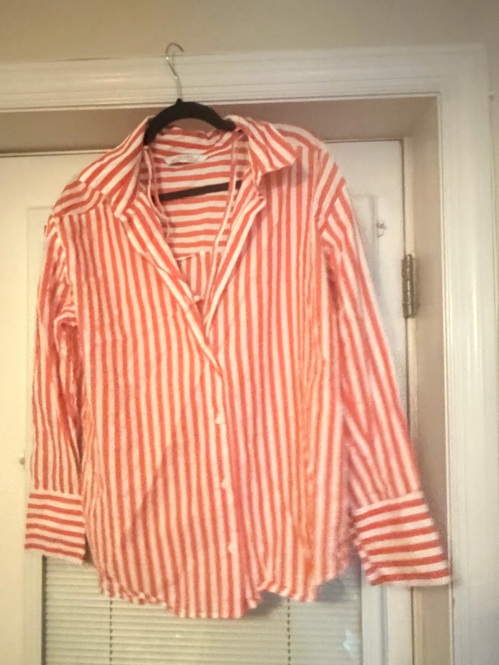 Zara Orange & White Striped Off-Shoulder Women’s Top